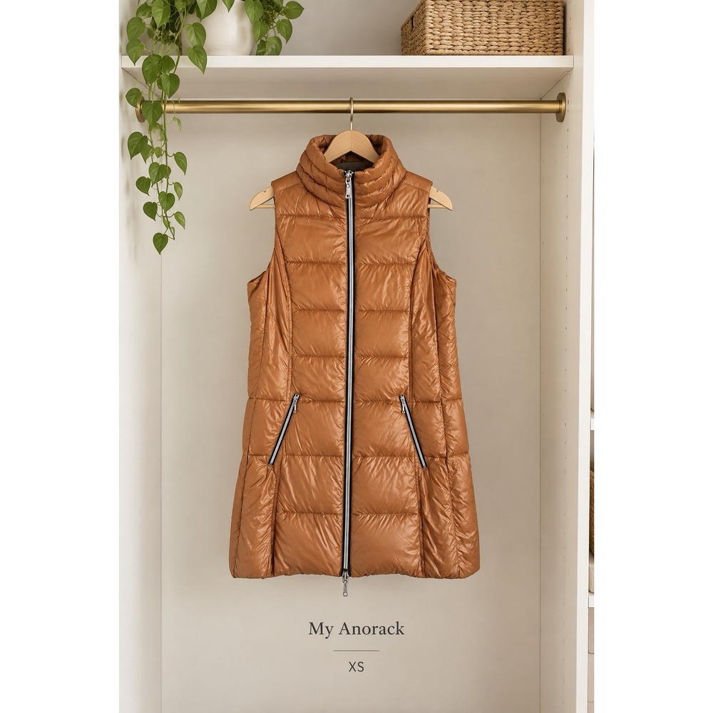My Anorak Women's Quilted Long Vest Size (XS ) Duck Down Puffer Full Zip